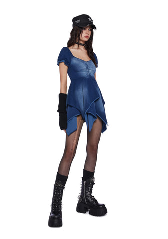 Chasin' Rainbows Mini Dress - Denim