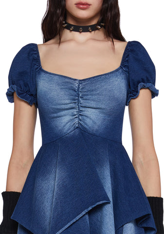 Chasin' Rainbows Mini Dress - Denim