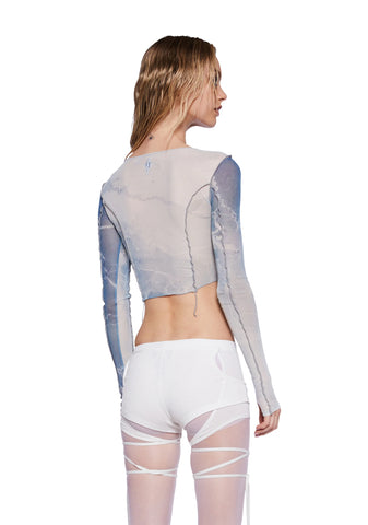 Pitch Arctic Print Mesh Top