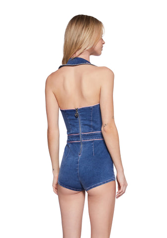 Rodeo Rendezvous Denim Romper - Blue
