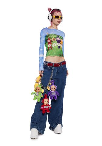 Happy Happy Graphic Mesh Top