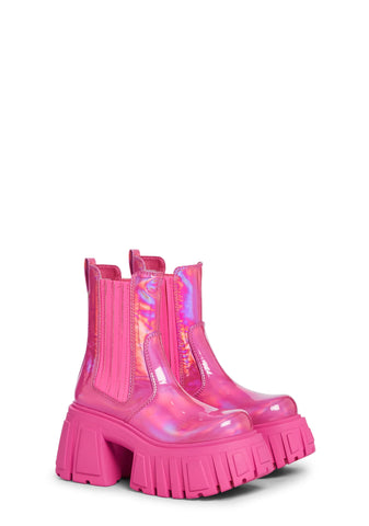Rebel Core Chelsea Ankle Boots - Pink