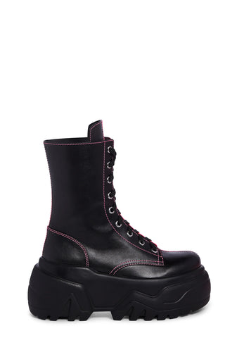 Ruin and Rebellion Combat Boots - Black/Pink