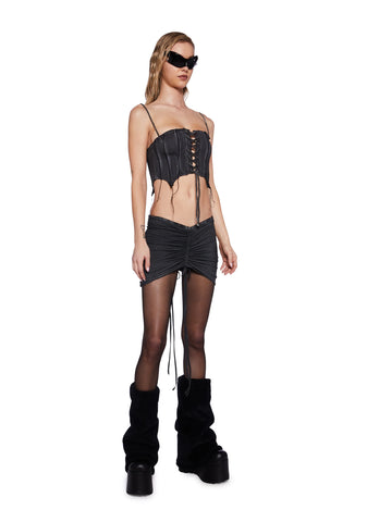 Pitch Washed V-Cut Skirt