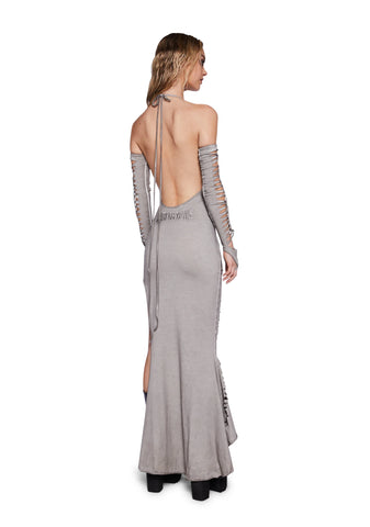 Pitch Shredded Maxi Dress And Gloves Set