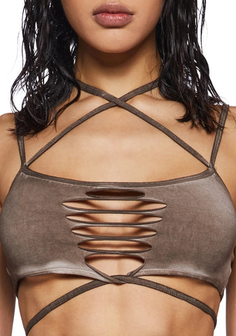 Crossfade Washed Shredded Bralette