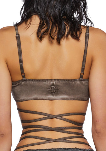 Crossfade Washed Shredded Bralette