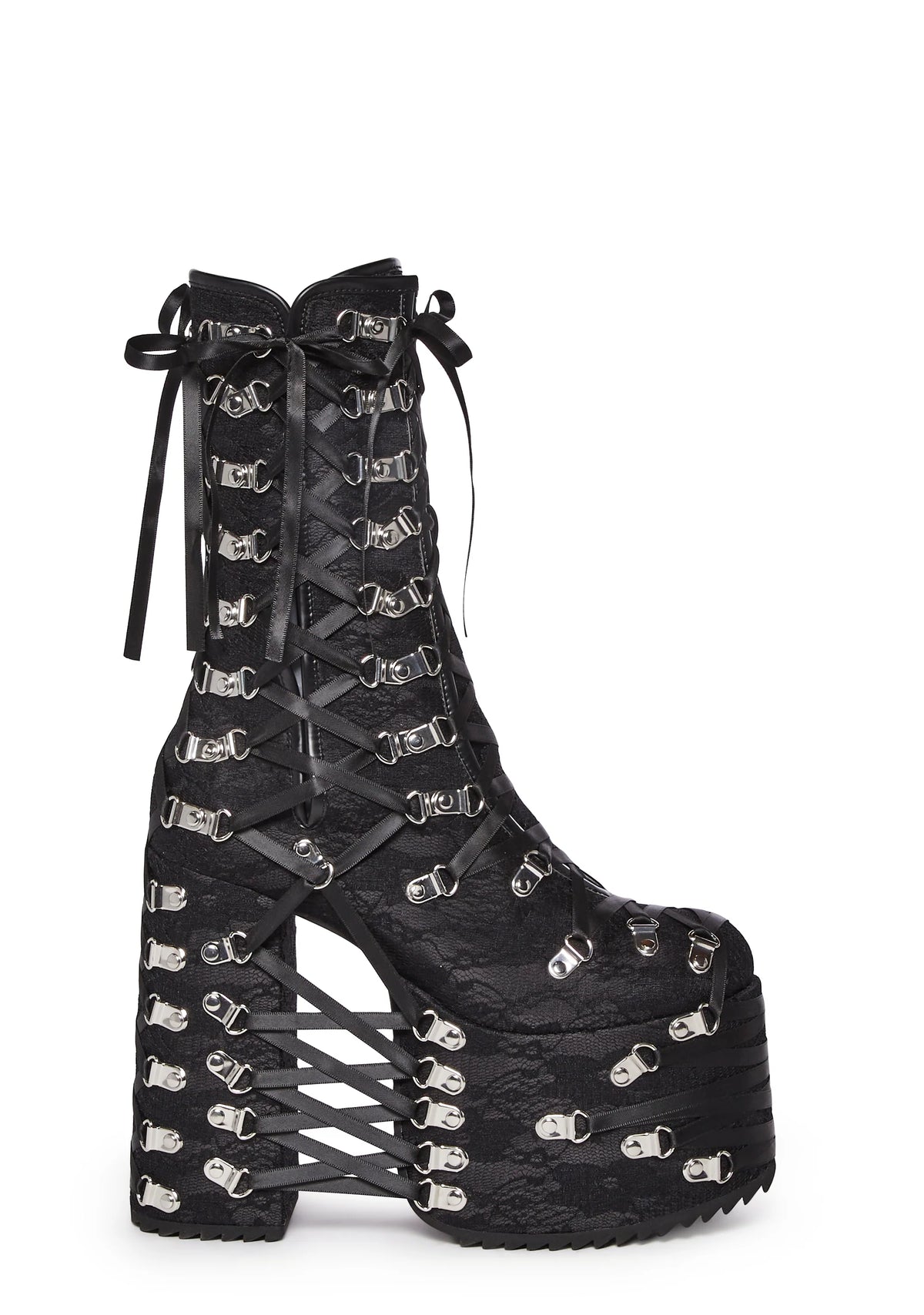 Trapped In Despair Platform Boots - Lace