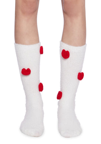 Secret Crush Heart Socks - White