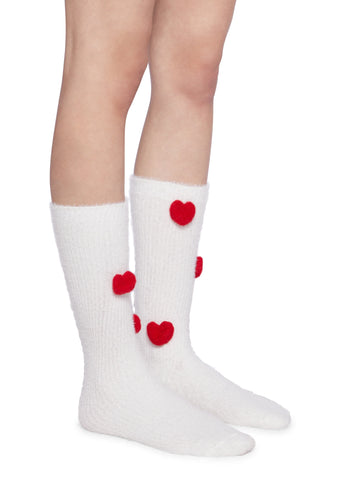 Secret Crush Heart Socks - White