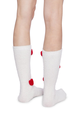 Secret Crush Heart Socks - White