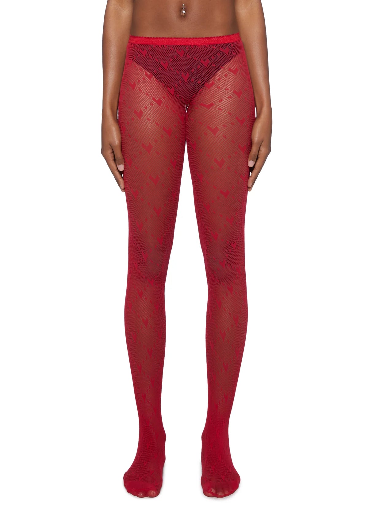 Love Struck Sheer Tights - Red