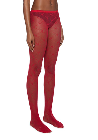 Love Struck Sheer Tights - Red