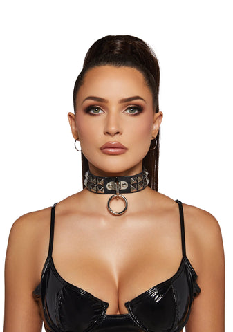 Vinyl Studded Bondage Collar