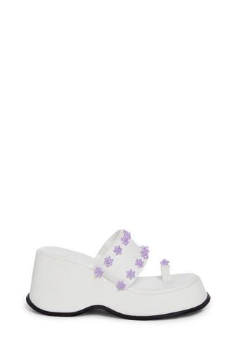 Five Star Stay Platform Sandals - White