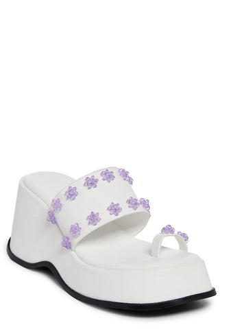 Five Star Stay Platform Sandals - White