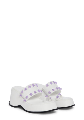 Five Star Stay Platform Sandals - White