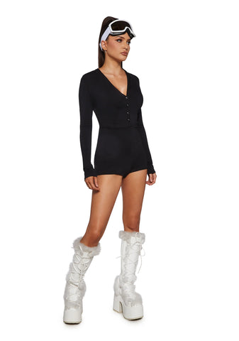 Wicked Wild Instincts Long Sleeve Romper- Black