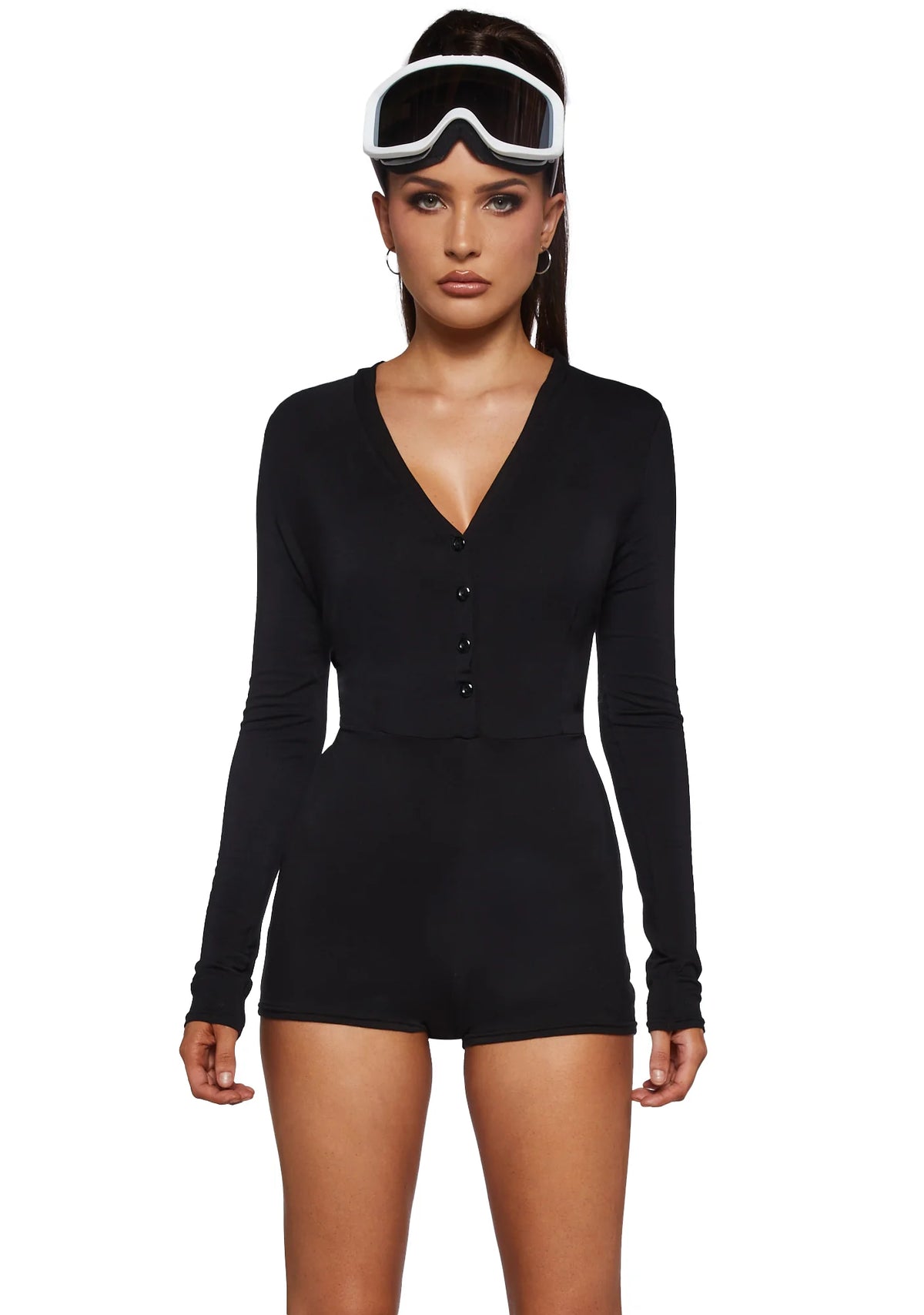 Wicked Wild Instincts Long Sleeve Romper- Black