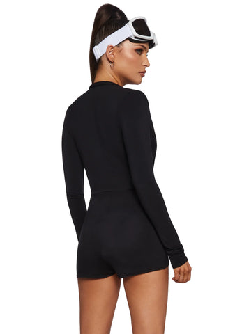 Wicked Wild Instincts Long Sleeve Romper- Black