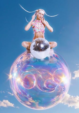 Rude Awakening Harness Bra Top - Glitter Rainbow