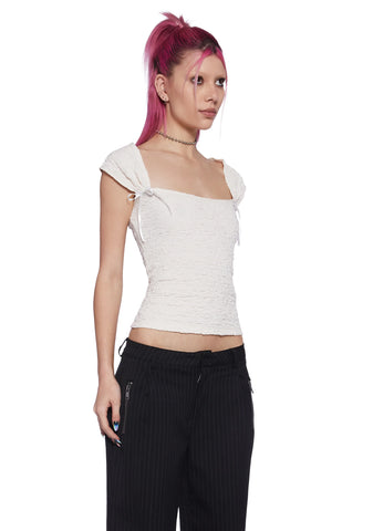 What A Girl Wants Cap Sleeve Top - Ivory