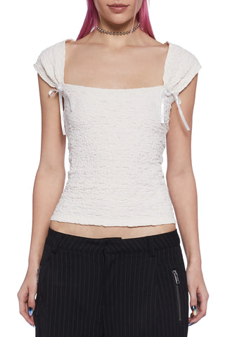 What A Girl Wants Cap Sleeve Top - Ivory