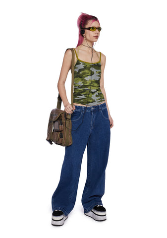 Majorly In Love Reversible Camo Mesh Halter Top