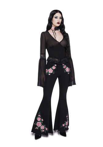 Sweetly Spiritual Lace Blouse - Black