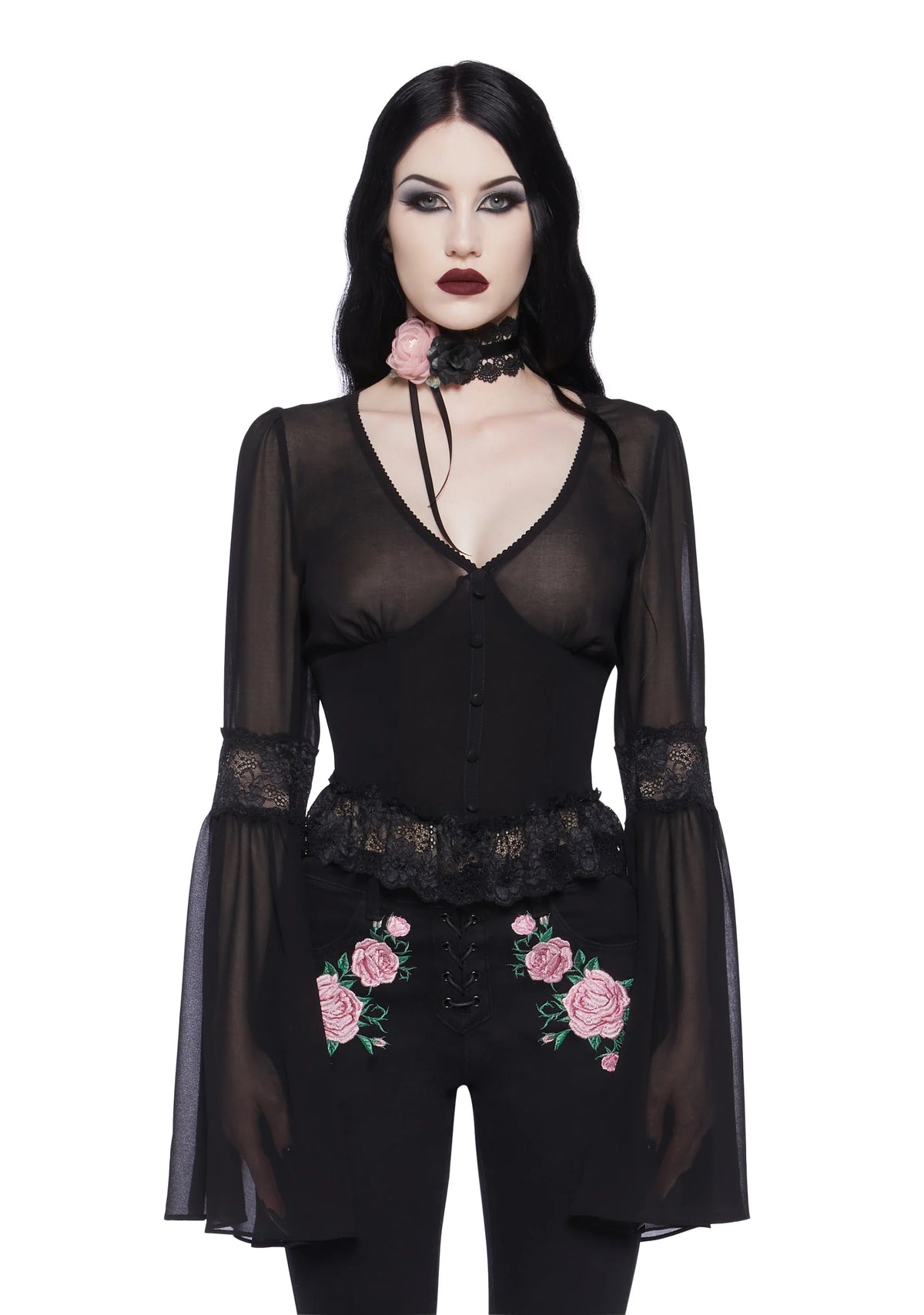 Sweetly Spiritual Lace Blouse - Black