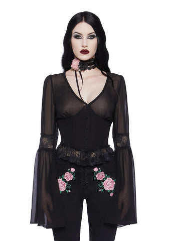 Sweetly Spiritual Lace Blouse - Black