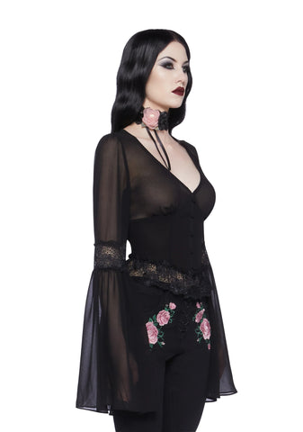 Sweetly Spiritual Lace Blouse - Black