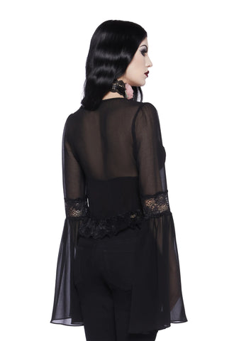 Sweetly Spiritual Lace Blouse - Black