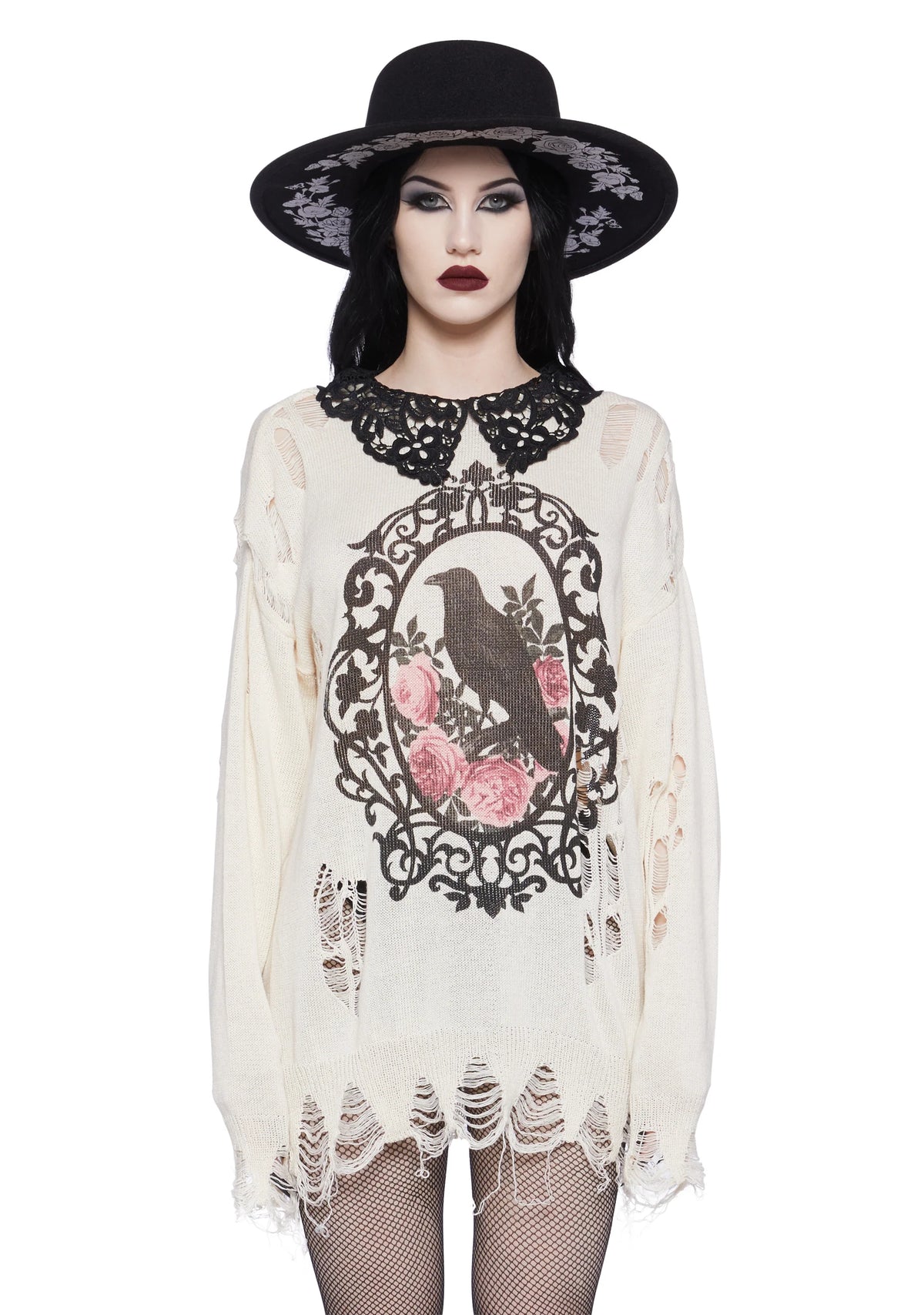 Midnight Dreary Distressed Sweater