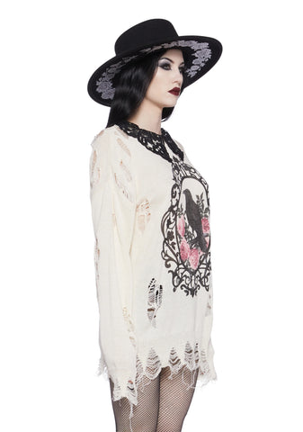 Midnight Dreary Distressed Sweater