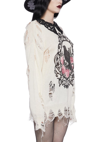Midnight Dreary Distressed Sweater