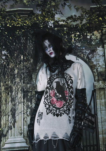 Midnight Dreary Distressed Sweater