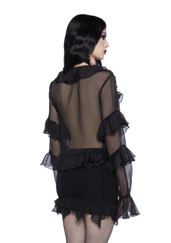 Sweetly Somber Chiffon Cardigan