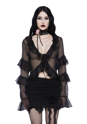 Sweetly Somber Chiffon Cardigan