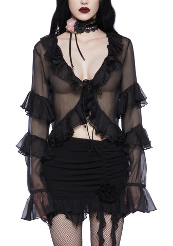 Sweetly Somber Chiffon Cardigan