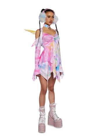 F Is For Fairies™  Handkerchief Dress - Tie Dye Rainbow