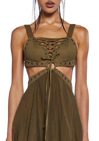 Charged Shredded Midi Dress