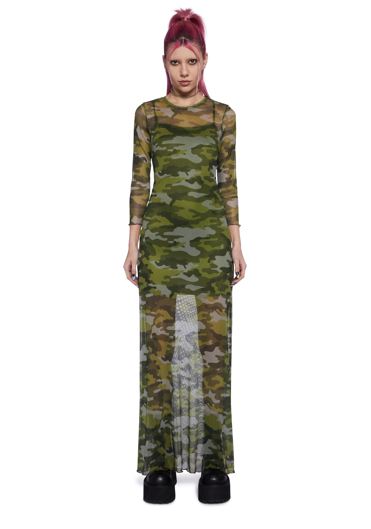 Majorly In Love Camo Mesh Maxi Dress