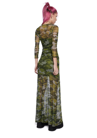 Majorly In Love Camo Mesh Maxi Dress