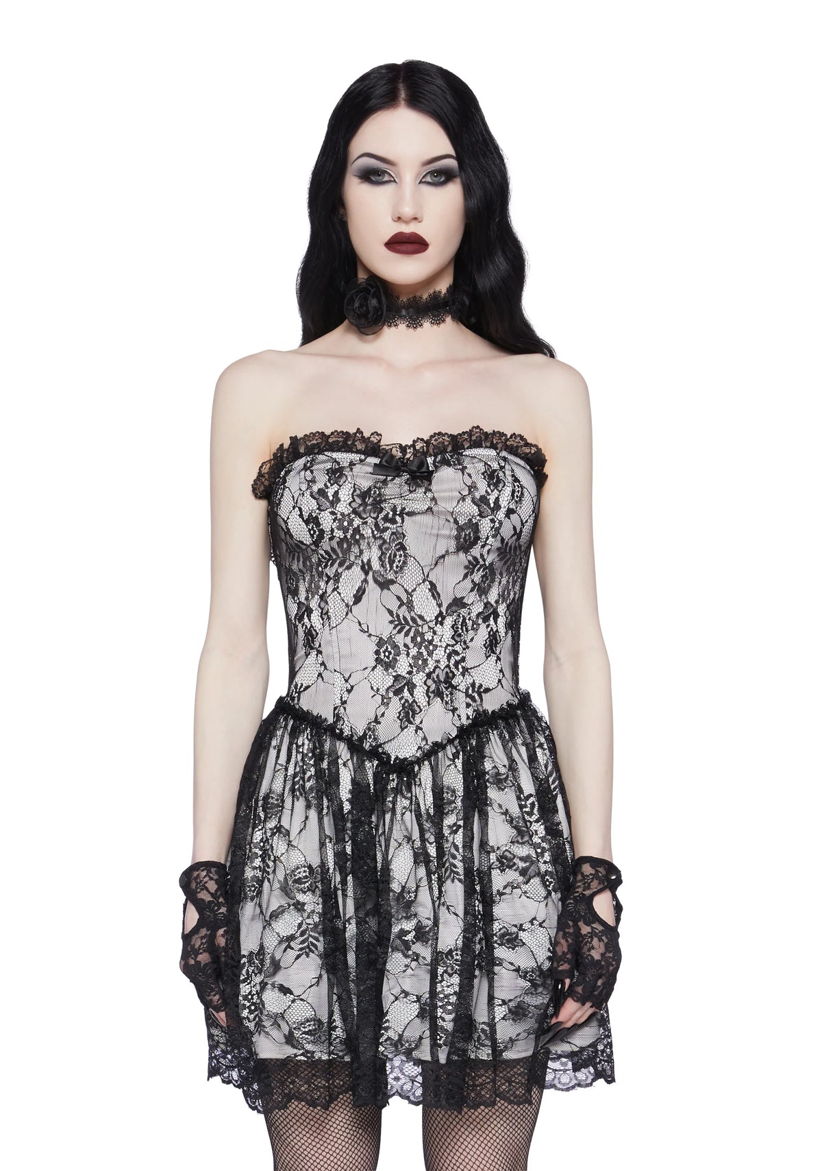 Take Caution Lace Mini Dress