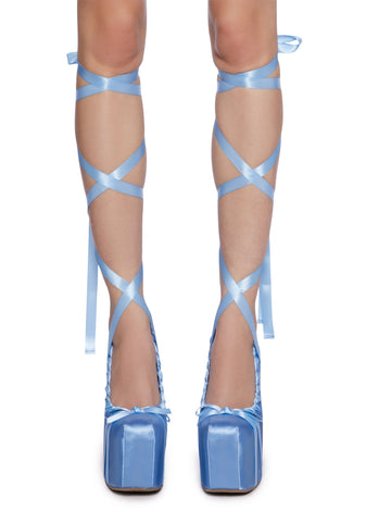 Sweet Sonata Ballet Wrap Heels - Light Blue