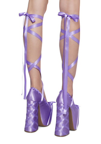Sweet Sonata Ballet Wrap Heels - Light Purple