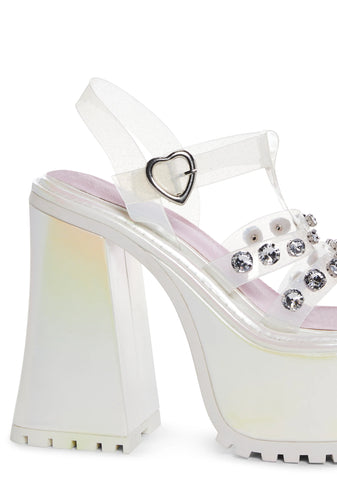 Self-Love Club Platform Heels - White