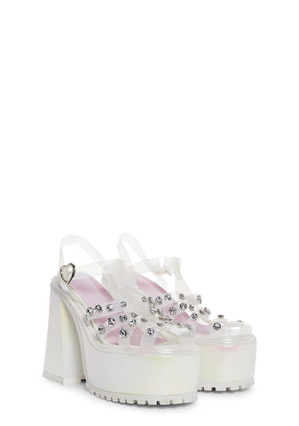 Self-Love Club Platform Heels - White