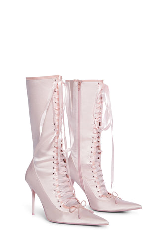 Scandalous Seduction Heeled Boots - Pink